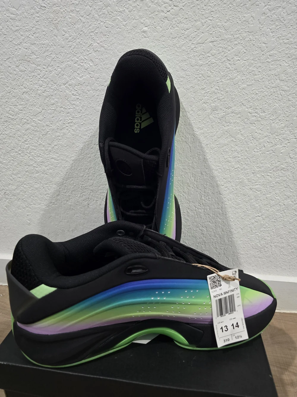 Men's Adidas Nova Gradient Wave Sneakers - Black with Green, Blue & Purple